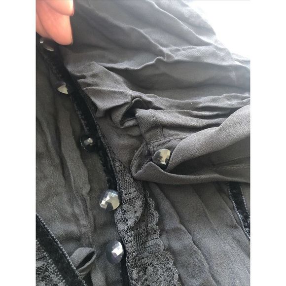 Studio Y Short Sleeve Blouse Black Chiffon Size L - Picture 9 of 9